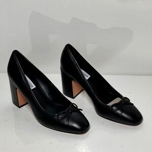 Steve Madden Cohen Block-Heel Leather Ballet Pumps